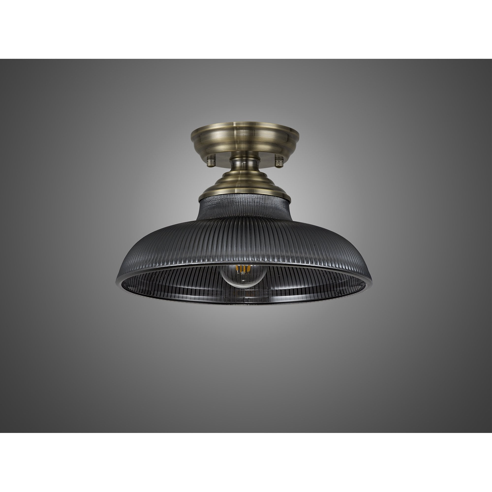 NLK15749 Tabion 1 Light Flush Ceiling Light Antique Brass Smoked