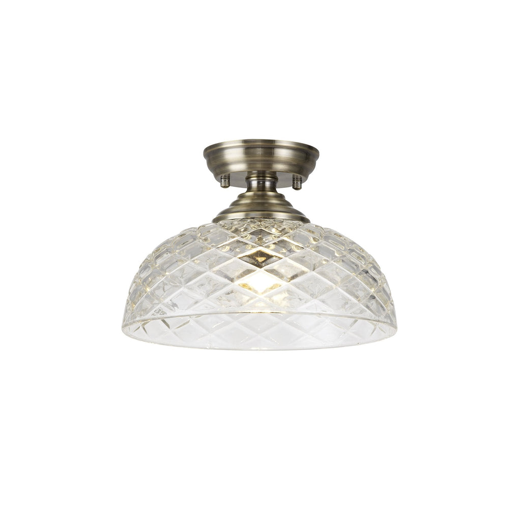 NLK15759 Tabion 1 Light Flush Ceiling Light Antique Brass Clear