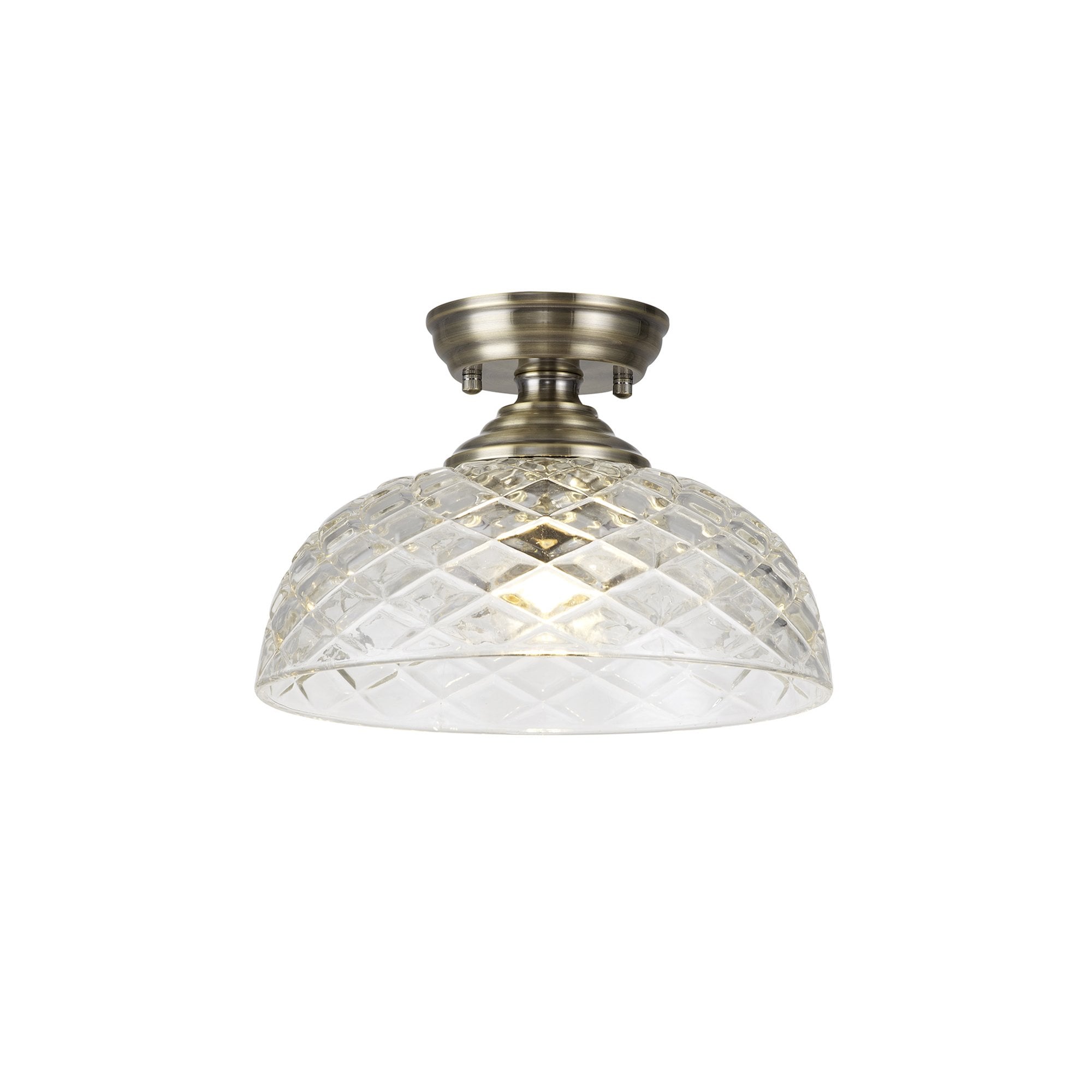 NLK15759 Tabion 1 Light Flush Ceiling Light Antique Brass Clear