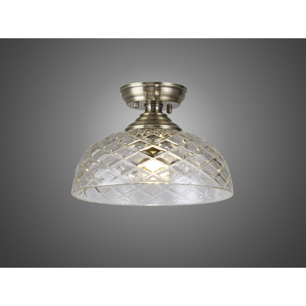 NLK15759 Tabion 1 Light Flush Ceiling Light Antique Brass Clear