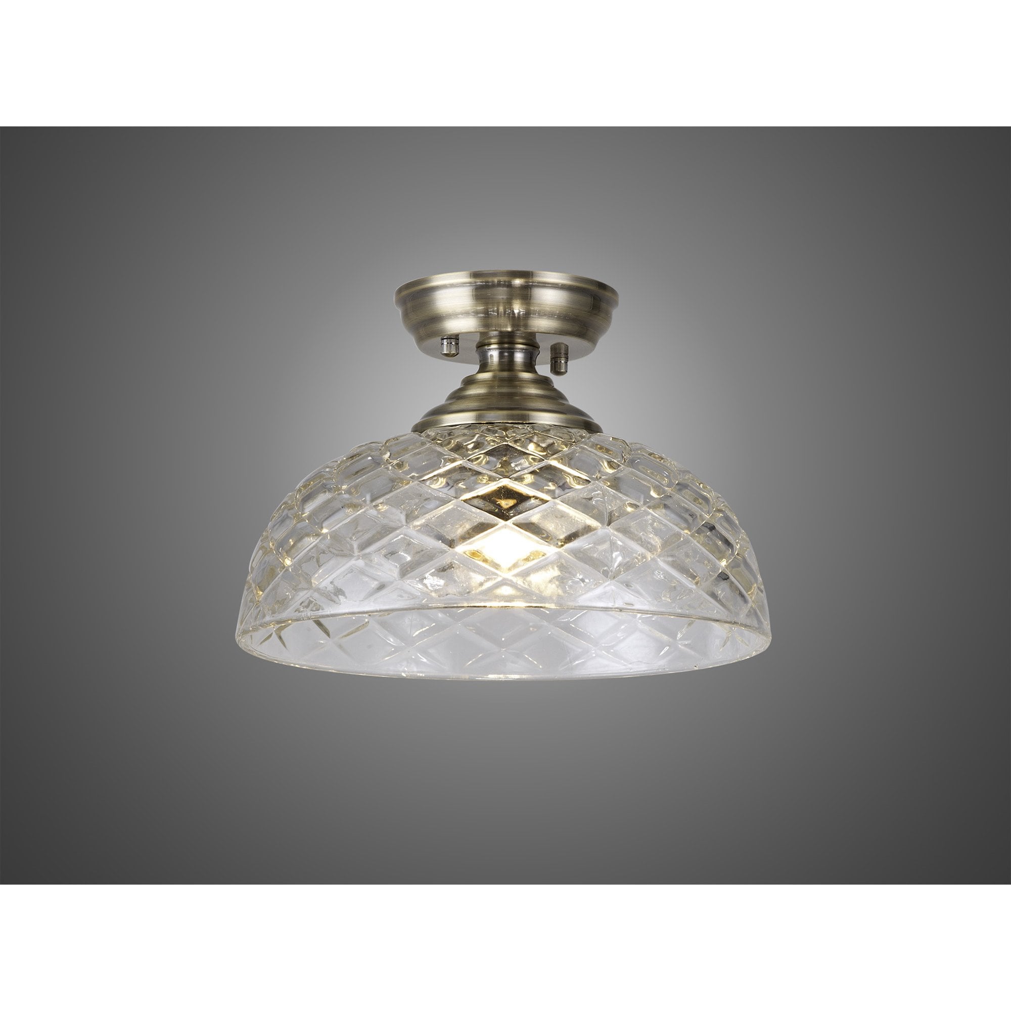 NLK15759 Tabion 1 Light Flush Ceiling Light Antique Brass Clear
