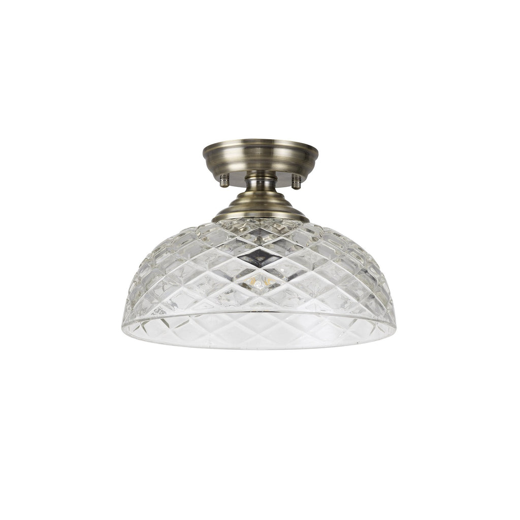 NLK15759 Tabion 1 Light Flush Ceiling Light Antique Brass Clear