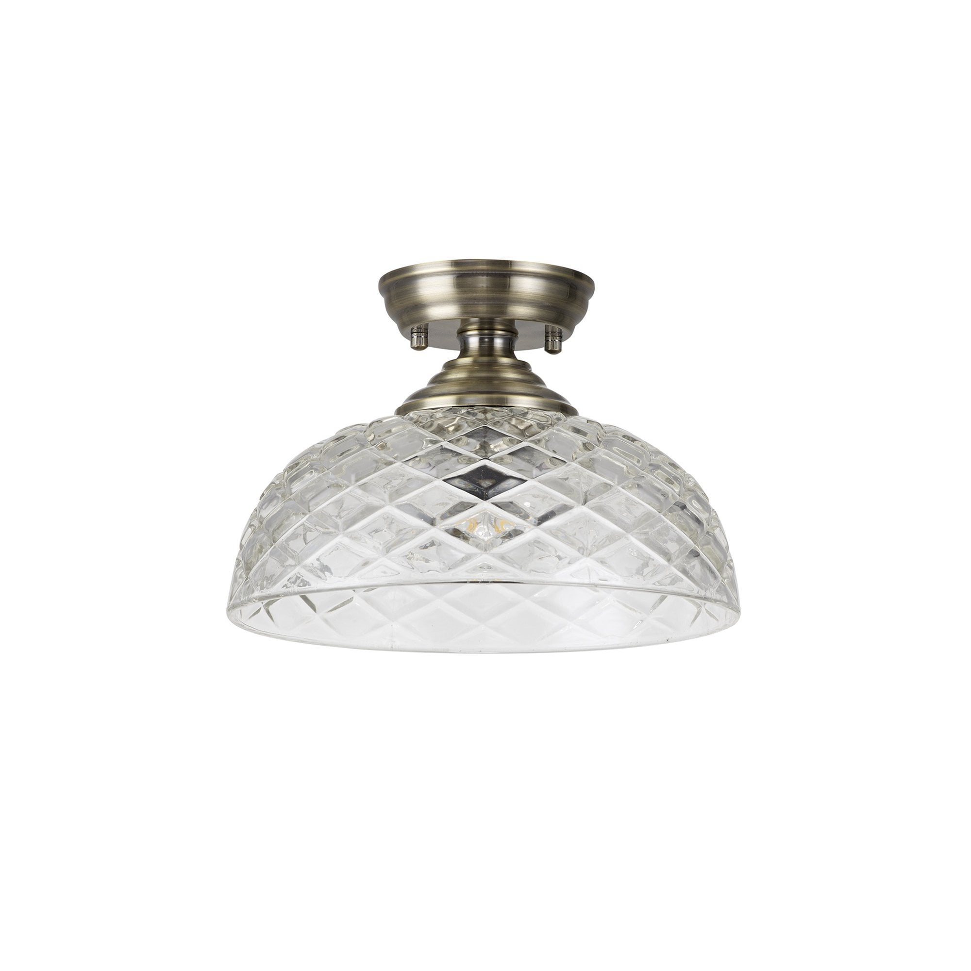 NLK15759 Tabion 1 Light Flush Ceiling Light Antique Brass Clear