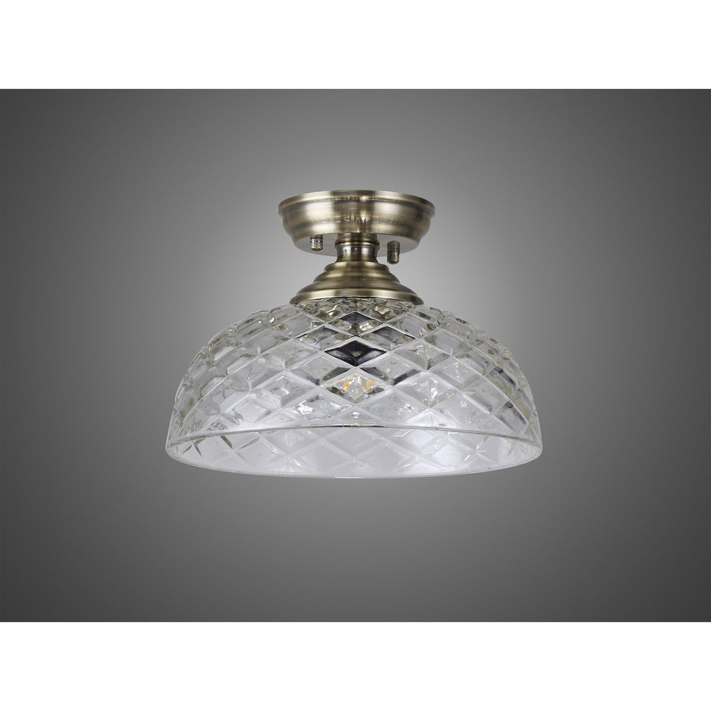 NLK15759 Tabion 1 Light Flush Ceiling Light Antique Brass Clear
