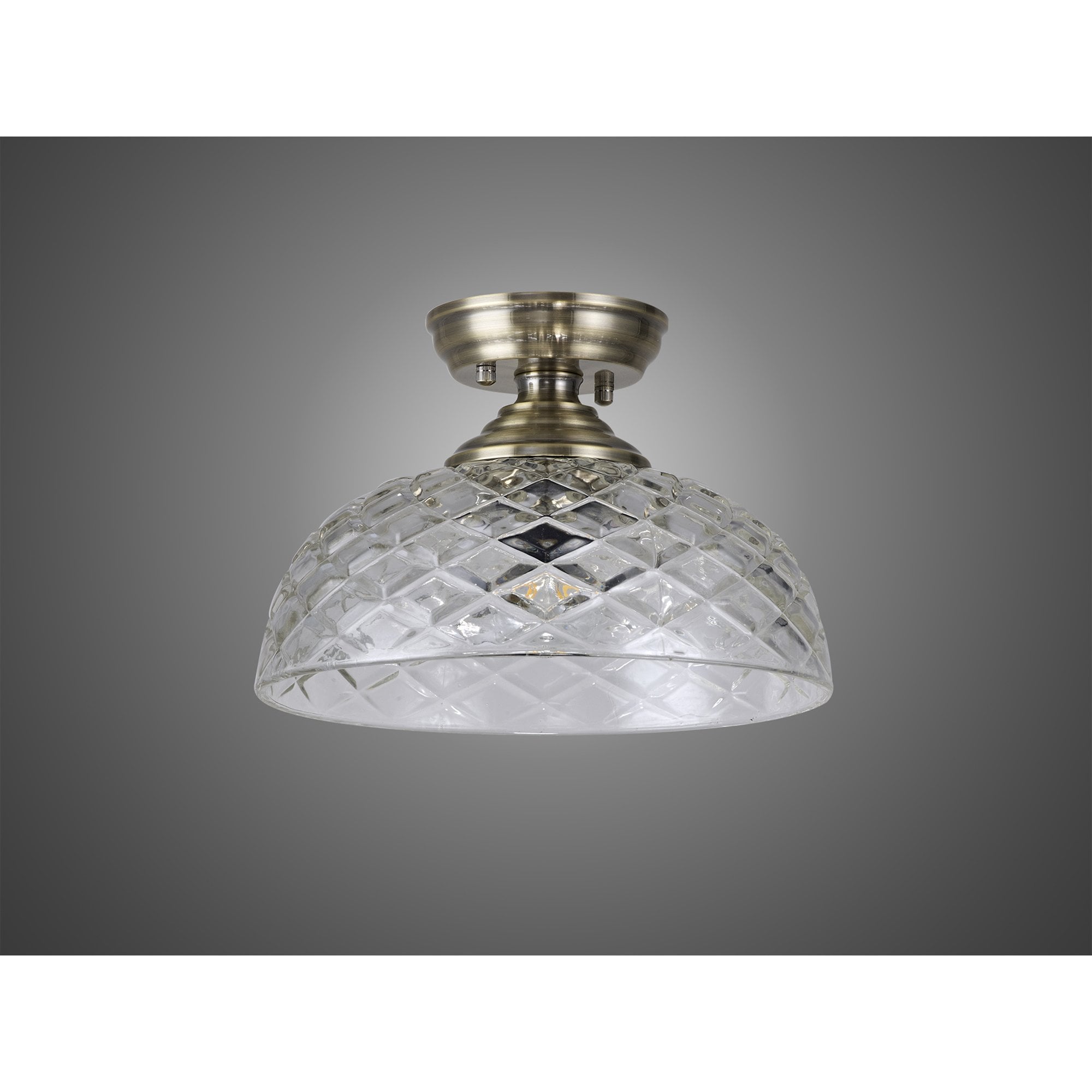 NLK15759 Tabion 1 Light Flush Ceiling Light Antique Brass Clear