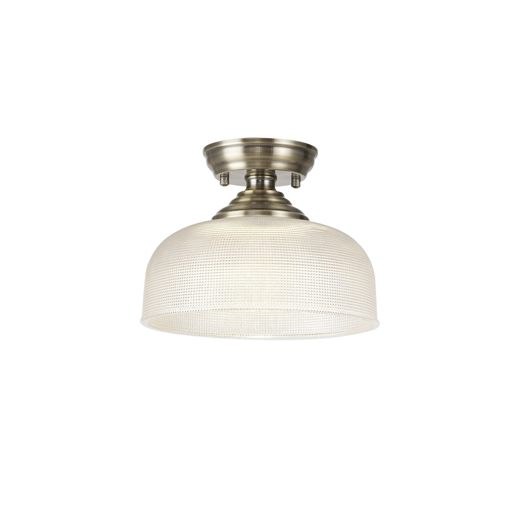 NLK15769 Tabion 1 Light Flush Ceiling Light Antique Brass Clear