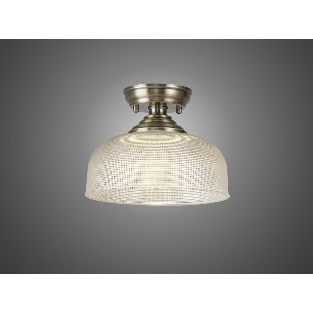 NLK15769 Tabion 1 Light Flush Ceiling Light Antique Brass Clear