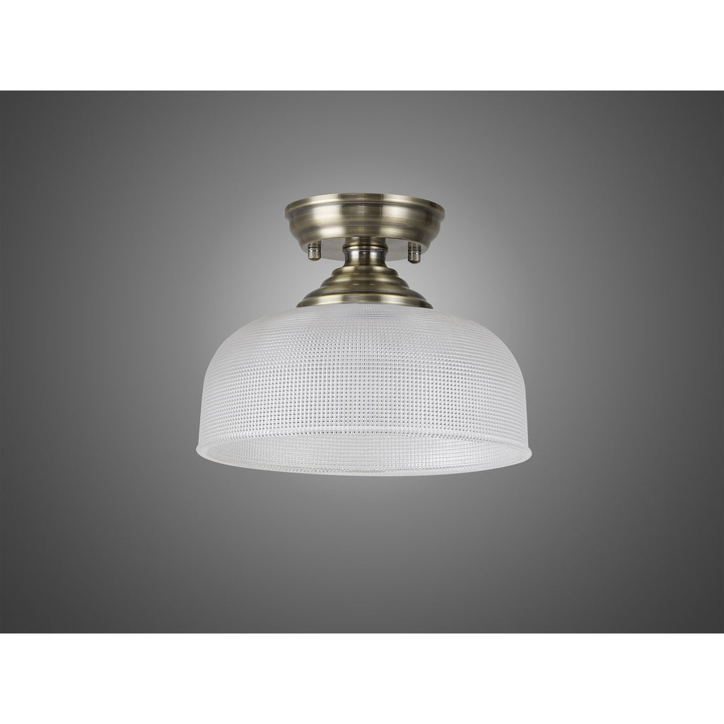 NLK15769 Tabion 1 Light Flush Ceiling Light Antique Brass Clear