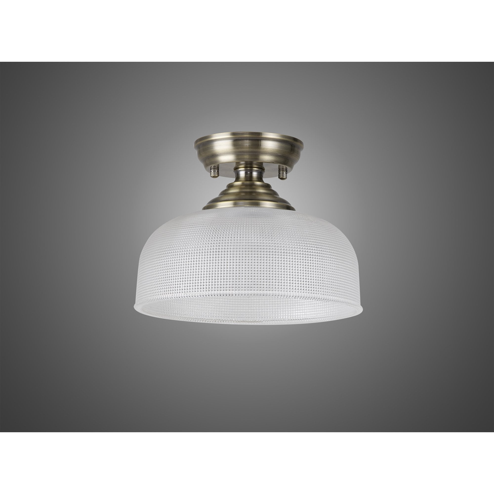 NLK15769 Tabion 1 Light Flush Ceiling Light Antique Brass Clear