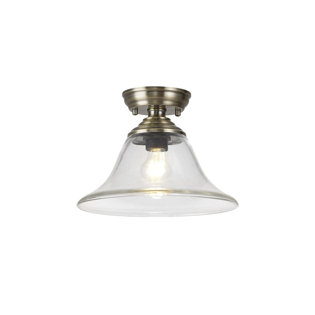 NLK15779 Tabion 1 Light Flush Ceiling Light Antique Brass Clear