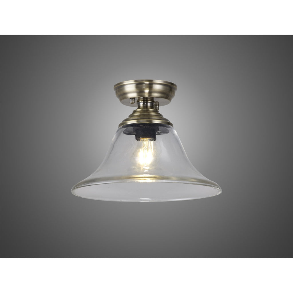NLK15779 Tabion 1 Light Flush Ceiling Light Antique Brass Clear