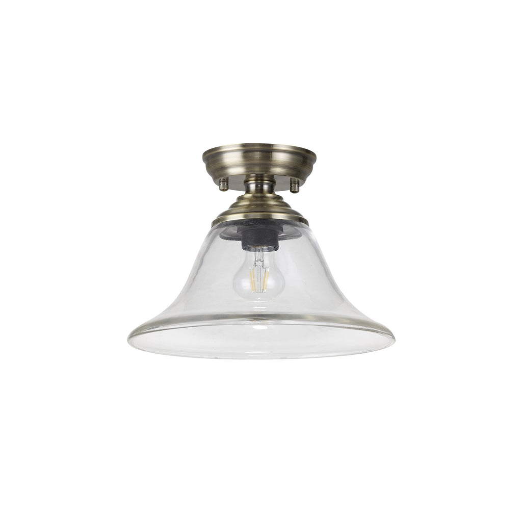 NLK15779 Tabion 1 Light Flush Ceiling Light Antique Brass Clear