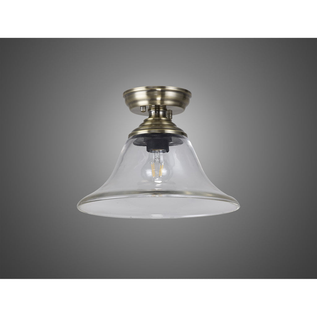 NLK15779 Tabion 1 Light Flush Ceiling Light Antique Brass Clear