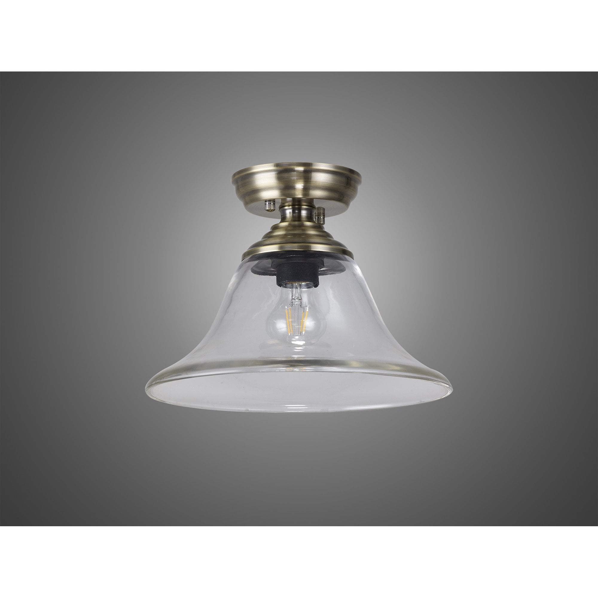 NLK15779 Tabion 1 Light Flush Ceiling Light Antique Brass Clear