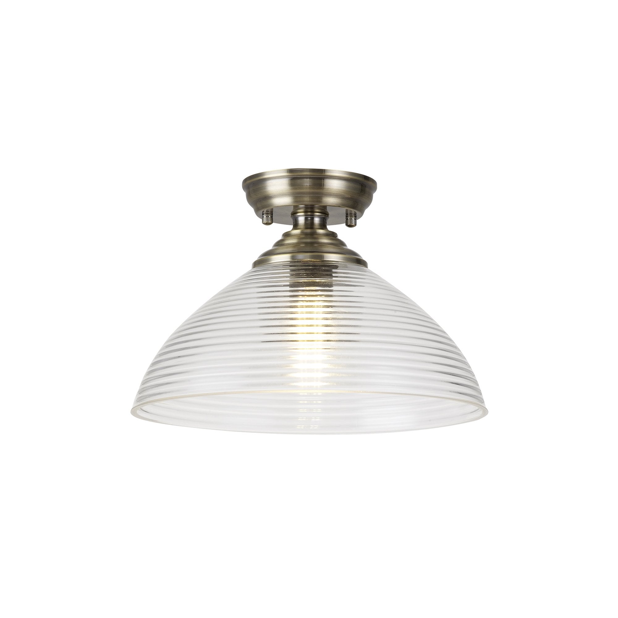 NLK15789 Tabion 1 Light Flush Ceiling Light Antique Brass Clear