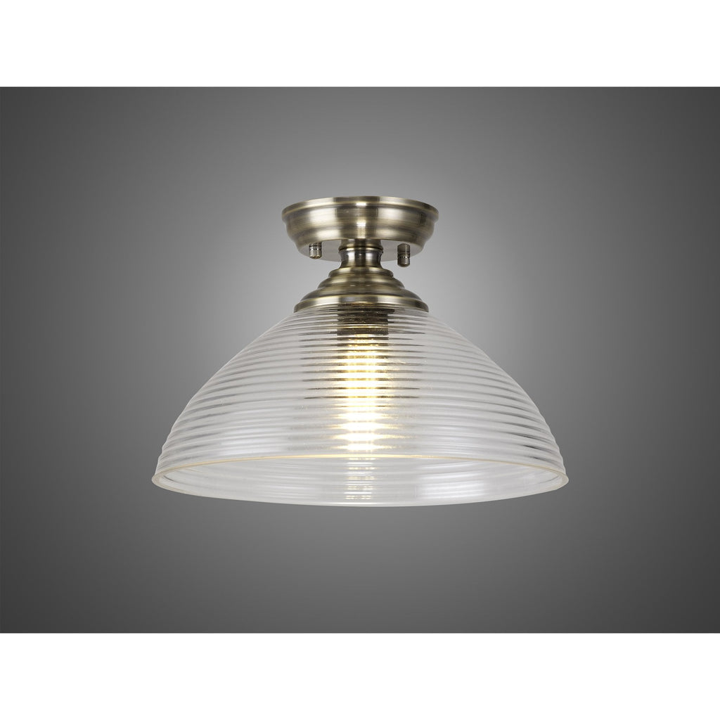 NLK15789 Tabion 1 Light Flush Ceiling Light Antique Brass Clear