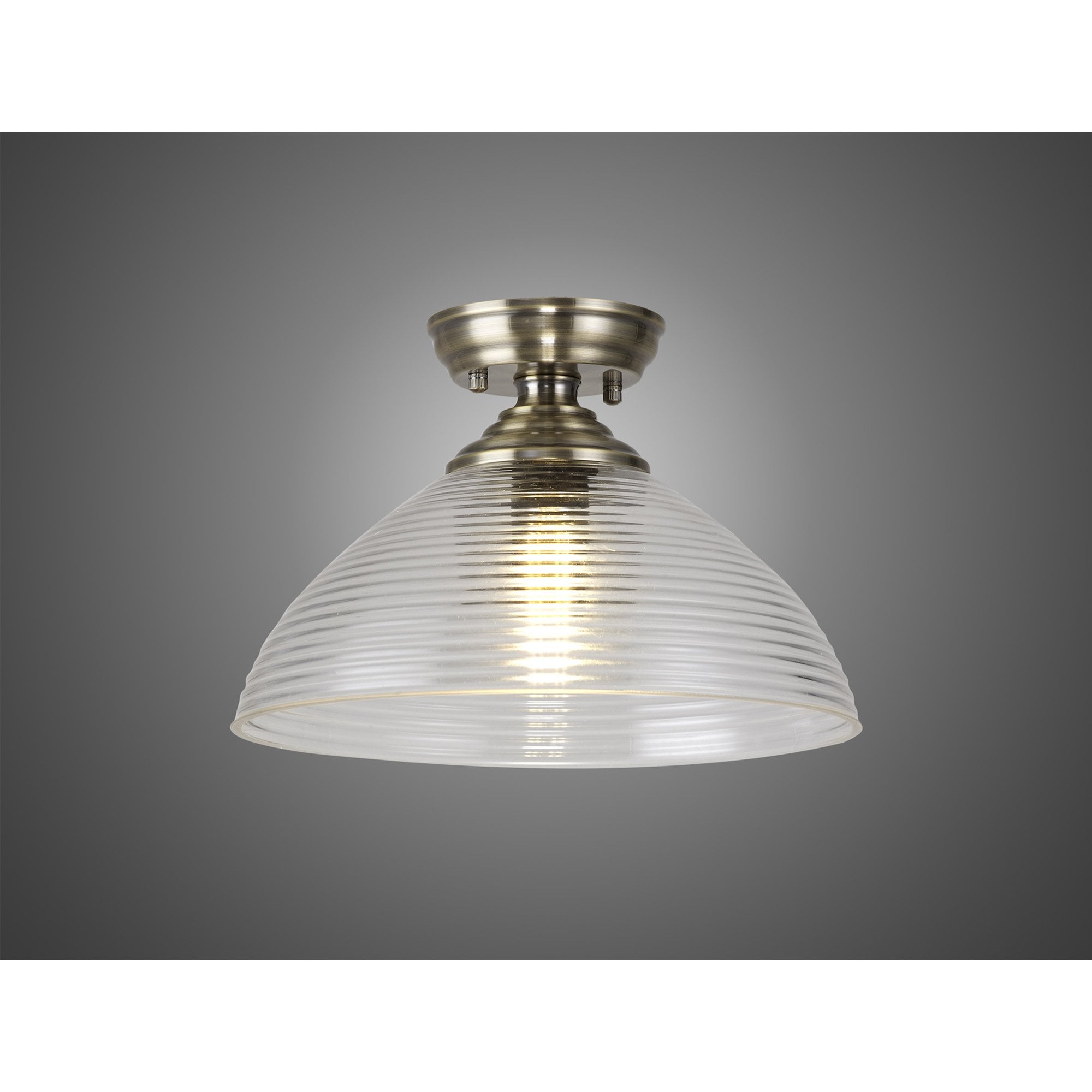 NLK15789 Tabion 1 Light Flush Ceiling Light Antique Brass Clear