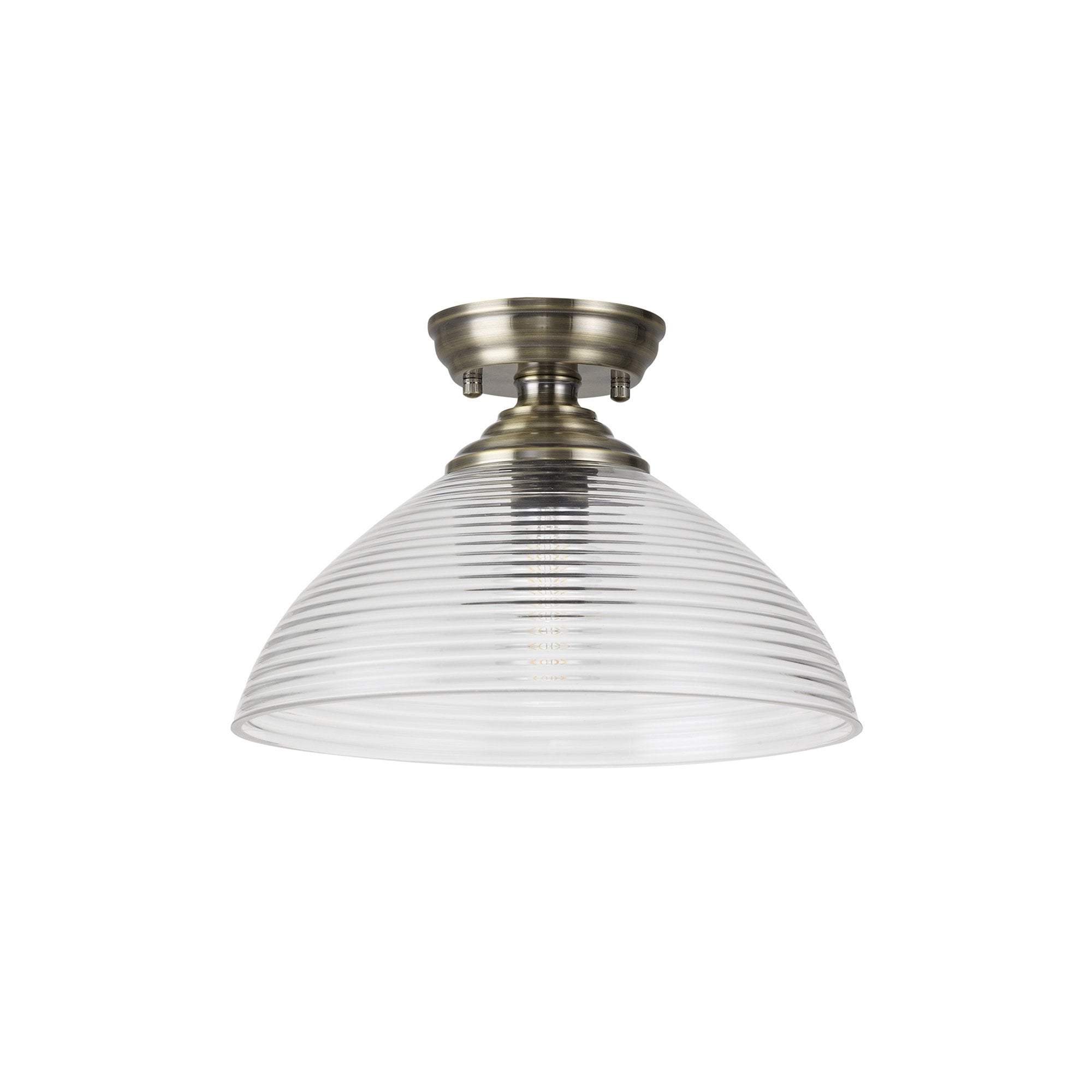 NLK15789 Tabion 1 Light Flush Ceiling Light Antique Brass Clear