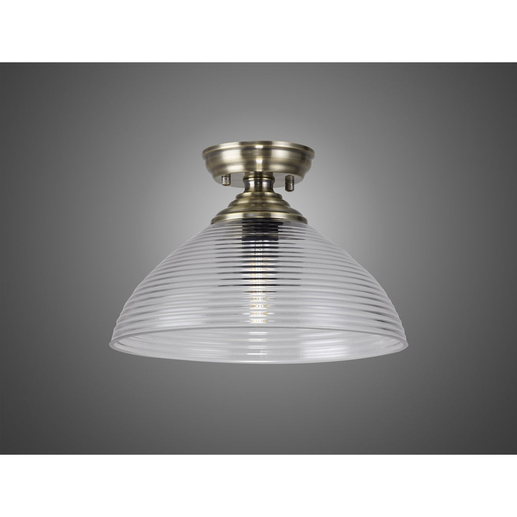 NLK15789 Tabion 1 Light Flush Ceiling Light Antique Brass Clear