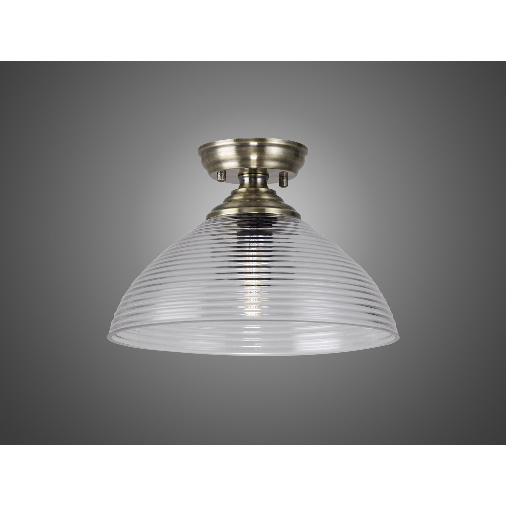 NLK15789 Tabion 1 Light Flush Ceiling Light Antique Brass Clear