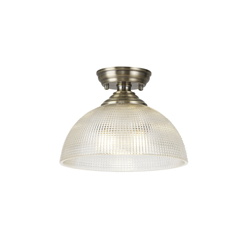 NLK15799 Tabion 1 Light Flush Ceiling Light Antique Brass Clear