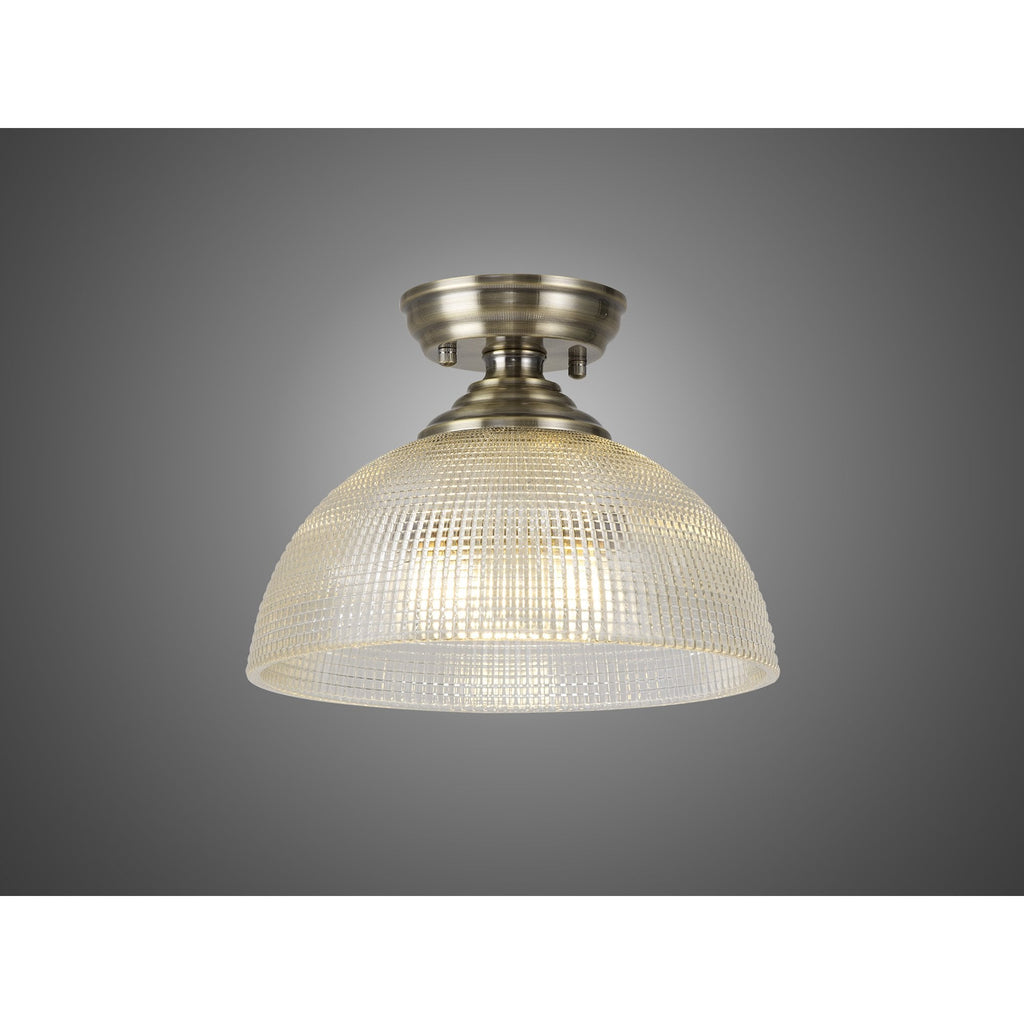 NLK15799 Tabion 1 Light Flush Ceiling Light Antique Brass Clear