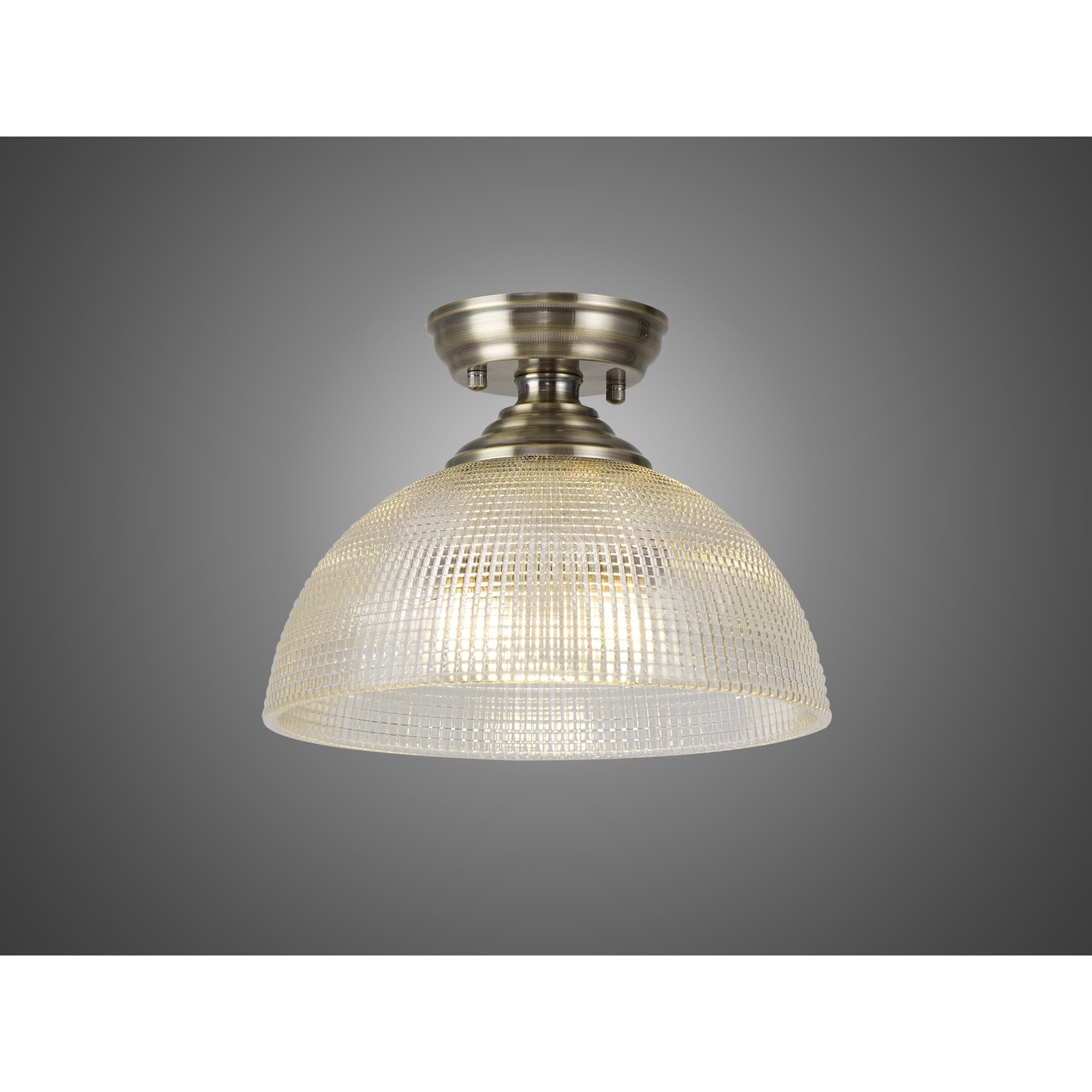 NLK15799 Tabion 1 Light Flush Ceiling Light Antique Brass Clear