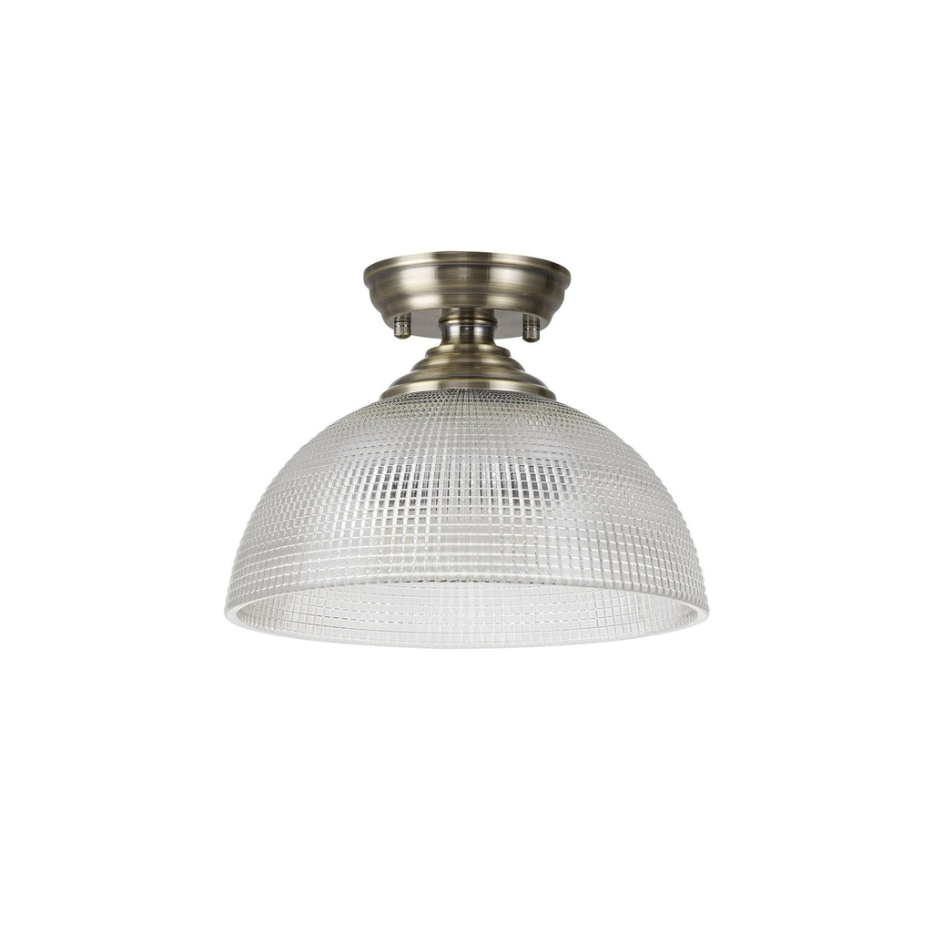 NLK15799 Tabion 1 Light Flush Ceiling Light Antique Brass Clear