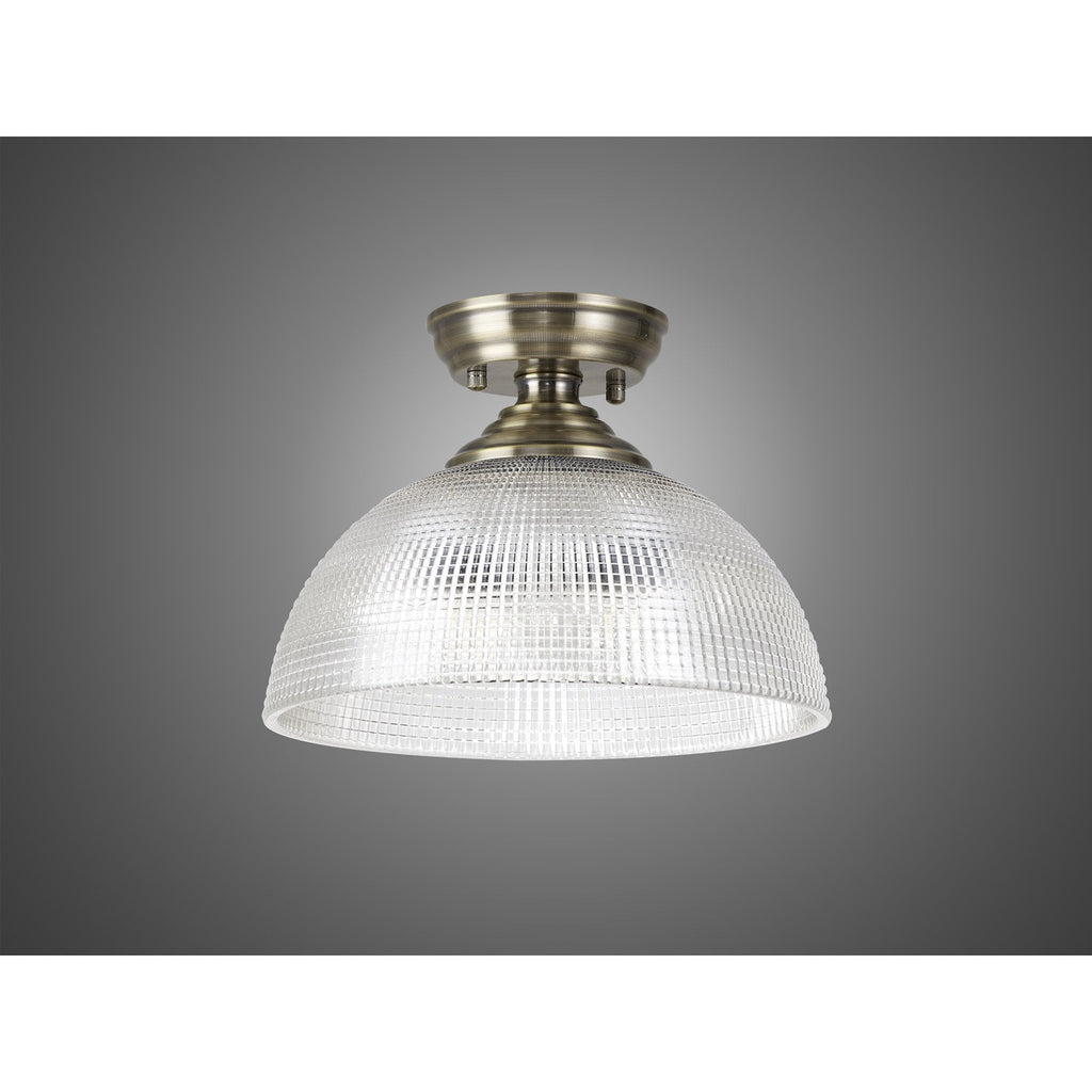NLK15799 Tabion 1 Light Flush Ceiling Light Antique Brass Clear