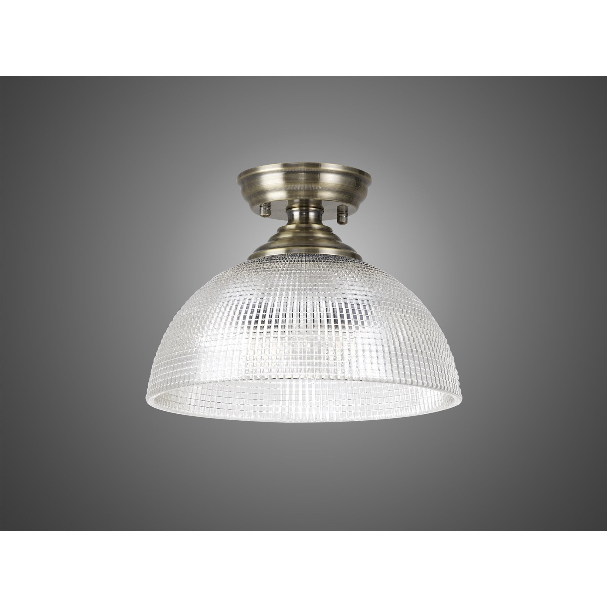 NLK15799 Tabion 1 Light Flush Ceiling Light Antique Brass Clear