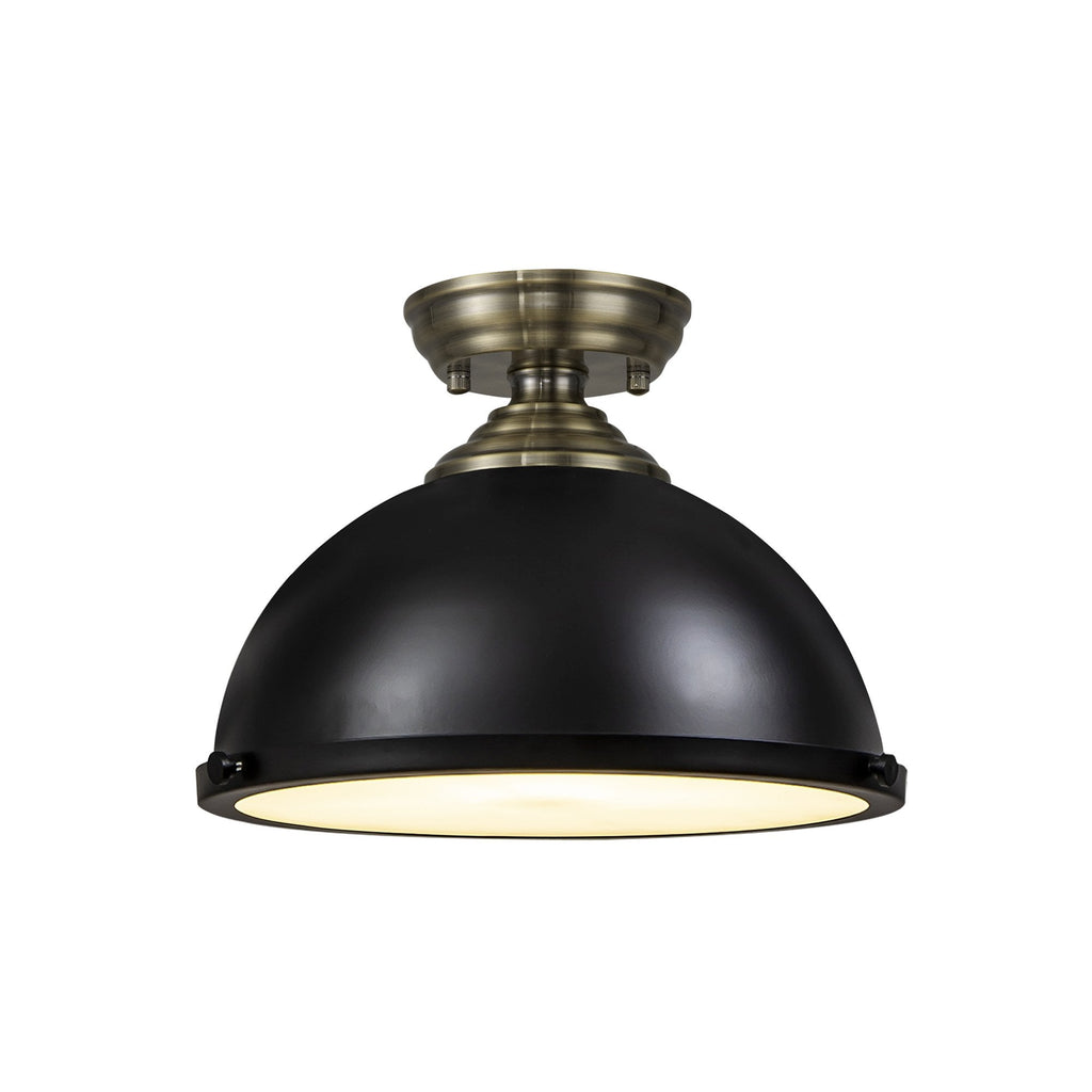 NLK15809 Tabion 1 Light Flush Ceiling Light Antique Brass Matt Black