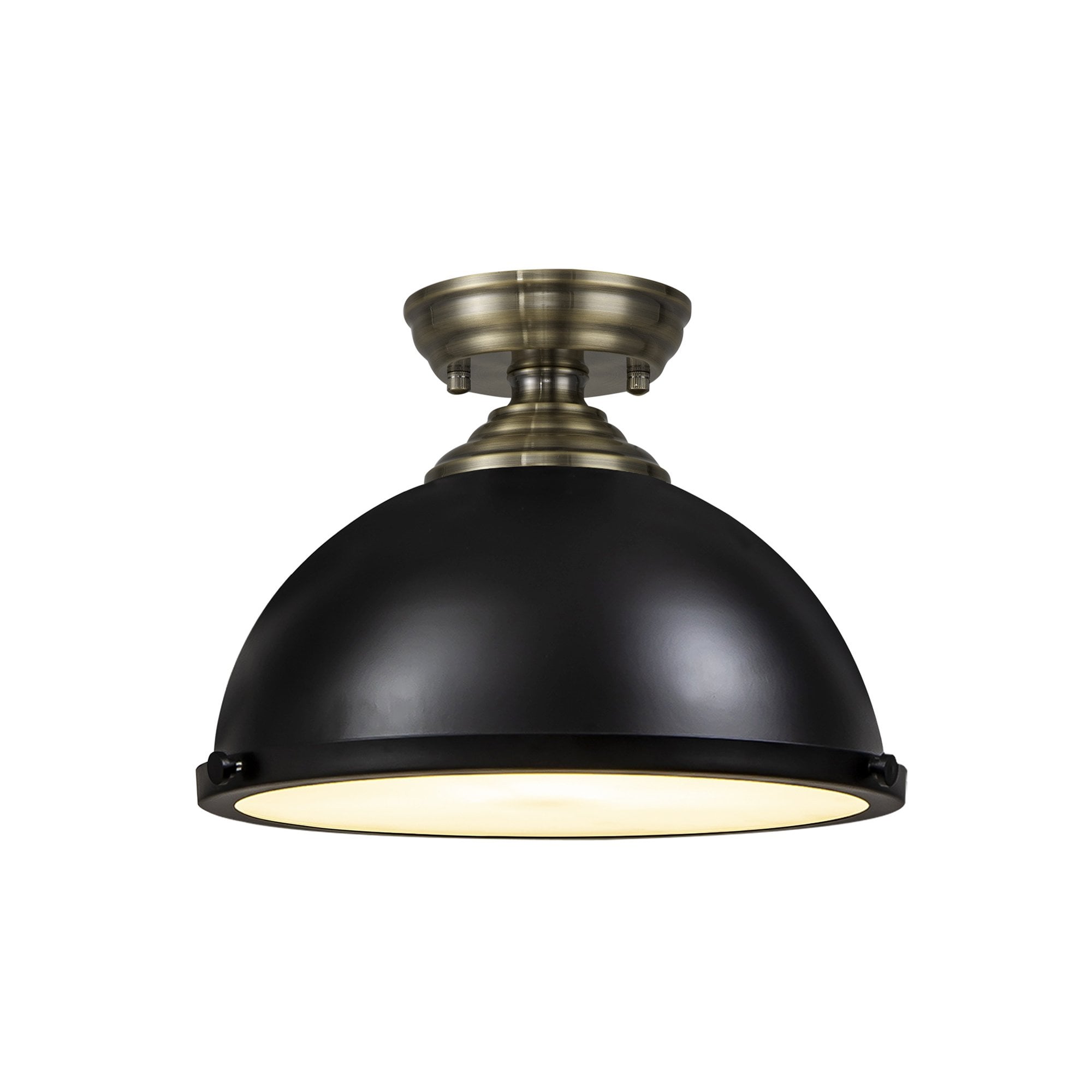 NLK15809 Tabion 1 Light Flush Ceiling Light Antique Brass Matt Black