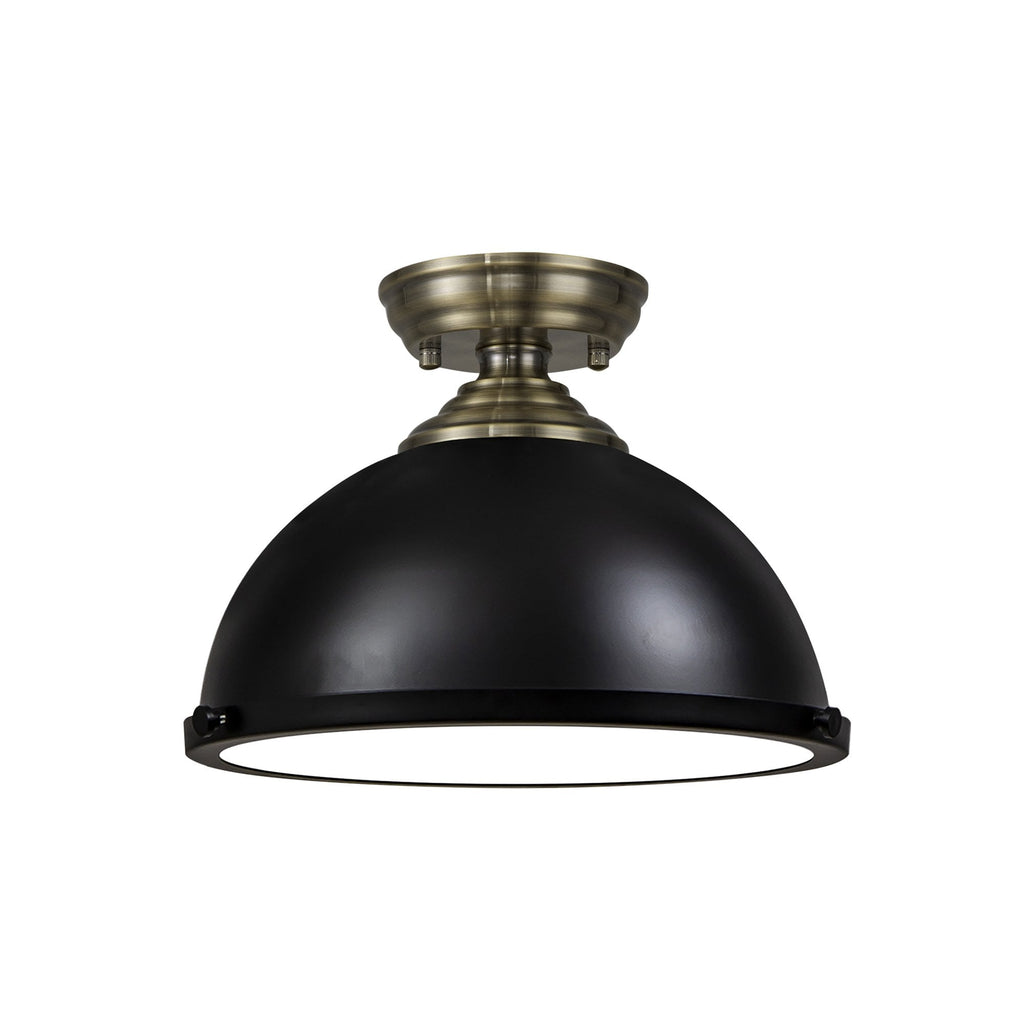 NLK15809 Tabion 1 Light Flush Ceiling Light Antique Brass Matt Black