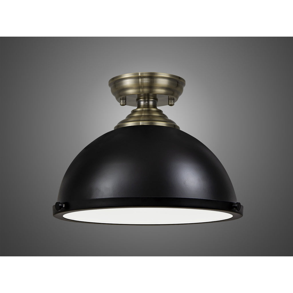 NLK15809 Tabion 1 Light Flush Ceiling Light Antique Brass Matt Black