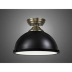 NLK15809 Tabion 1 Light Flush Ceiling Light Antique Brass Matt Black