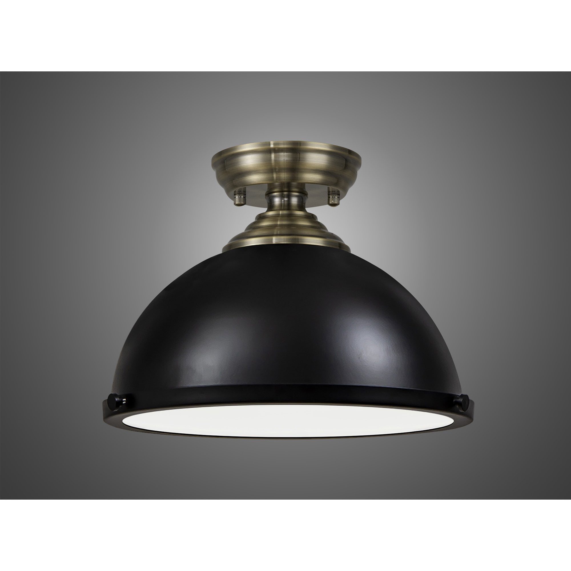 NLK15809 Tabion 1 Light Flush Ceiling Light Antique Brass Matt Black
