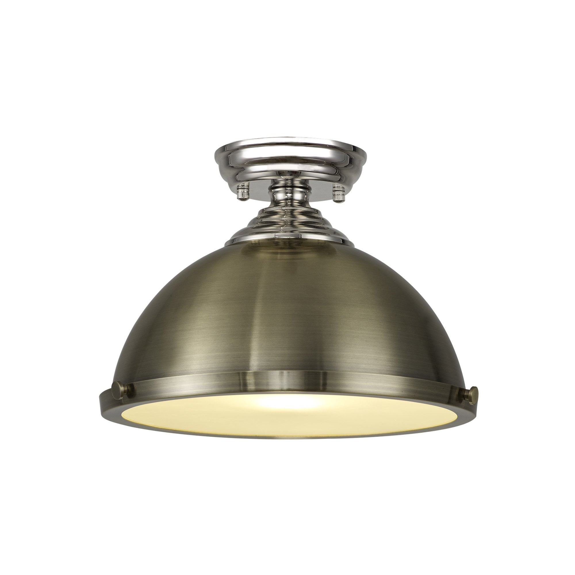 NLK15819 Tabion 1 Light Flush Ceiling Light Polished Nickel Antique Brass