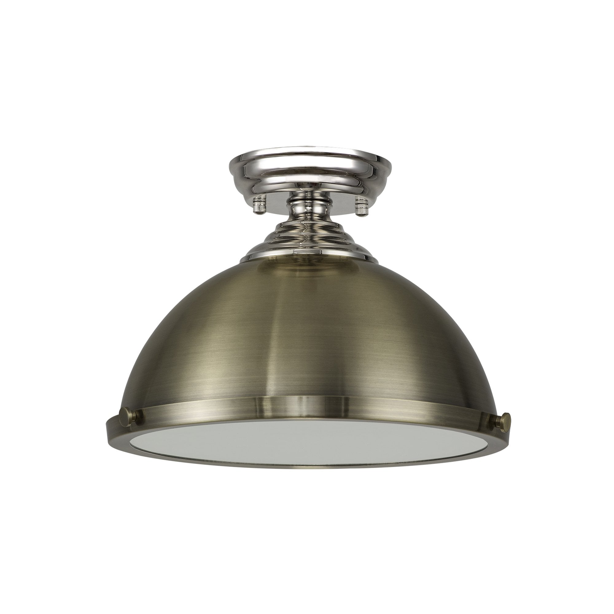NLK15819 Tabion 1 Light Flush Ceiling Light Polished Nickel Antique Brass