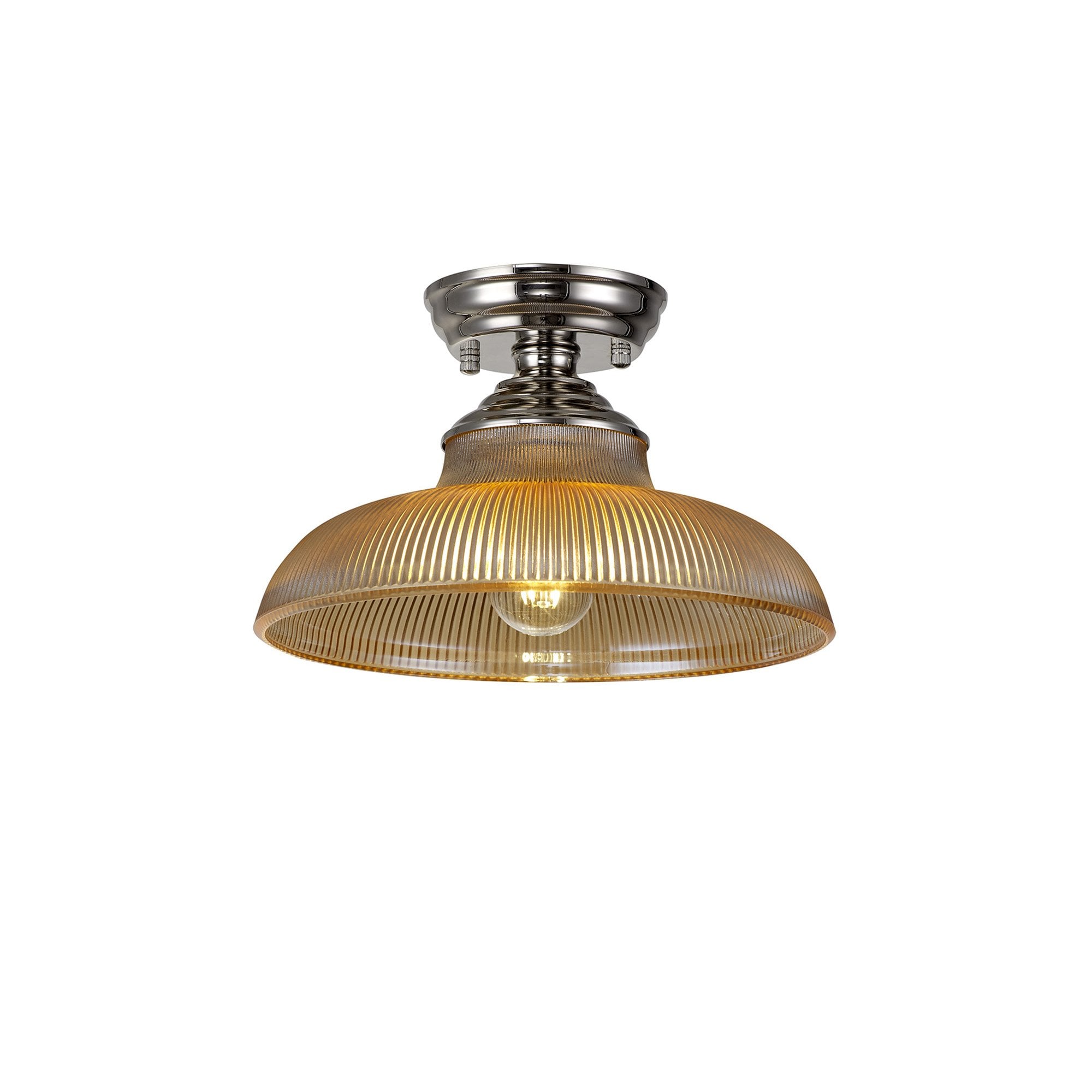 NLK15839 Tabion 1 Light Flush Ceiling Light Polished Nickel Amber
