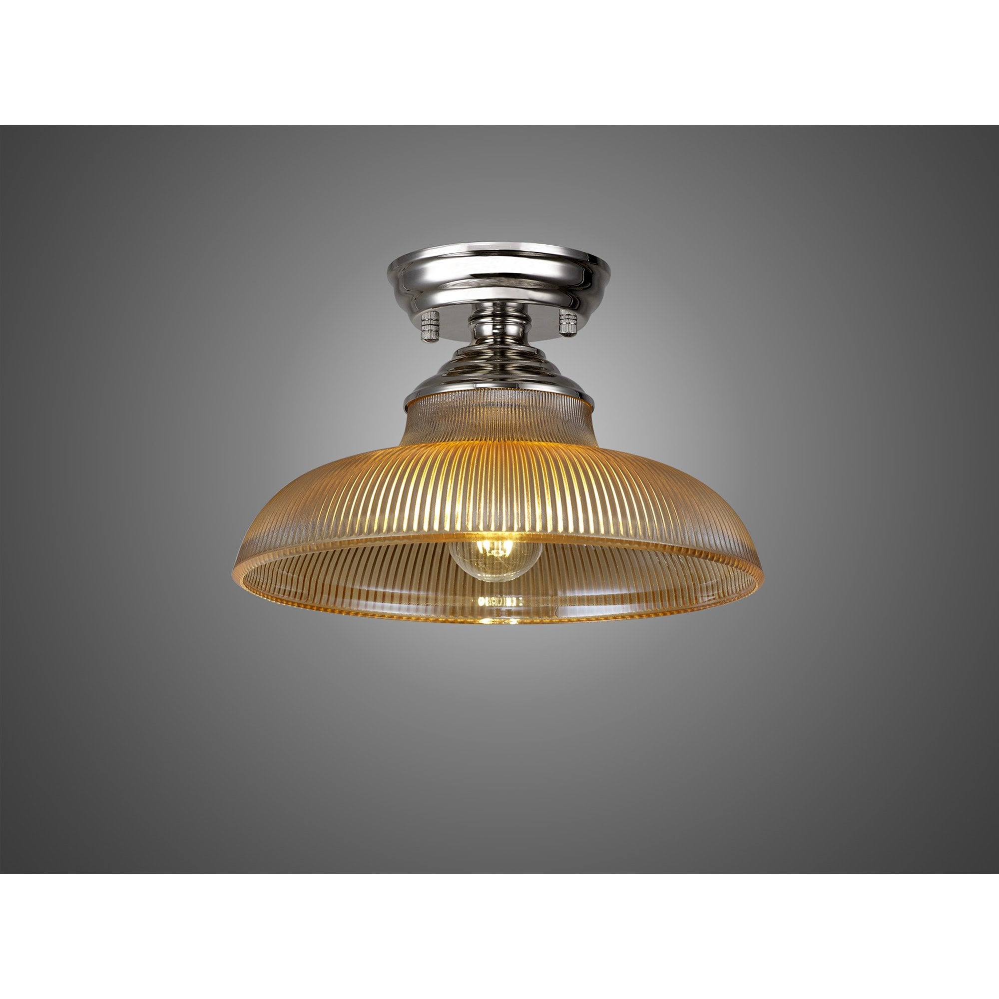 NLK15839 Tabion 1 Light Flush Ceiling Light Polished Nickel Amber
