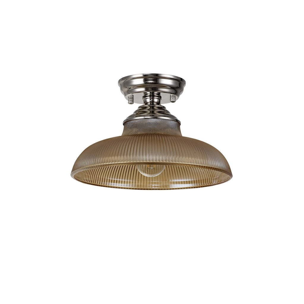 NLK15839 Tabion 1 Light Flush Ceiling Light Polished Nickel Amber