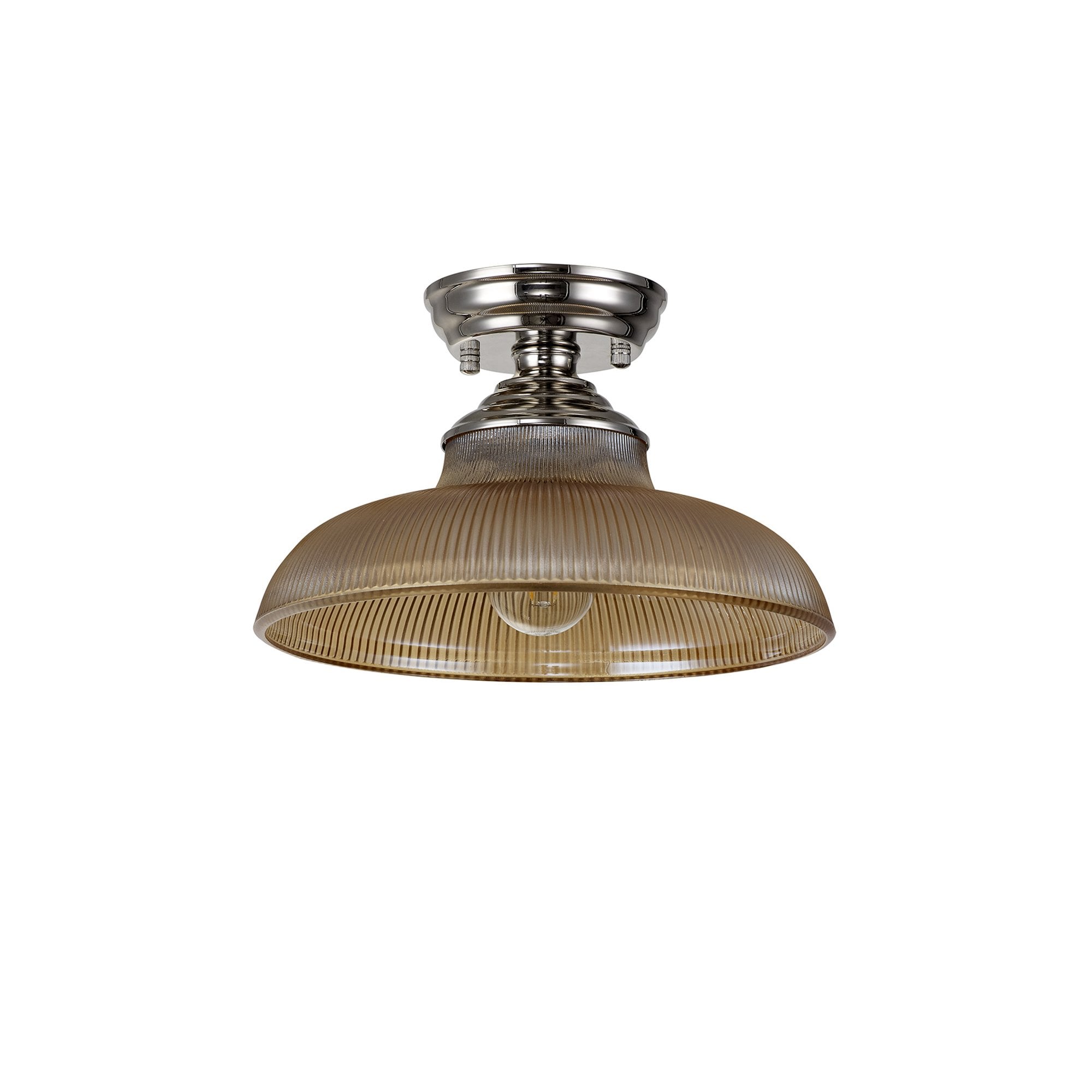 NLK15839 Tabion 1 Light Flush Ceiling Light Polished Nickel Amber