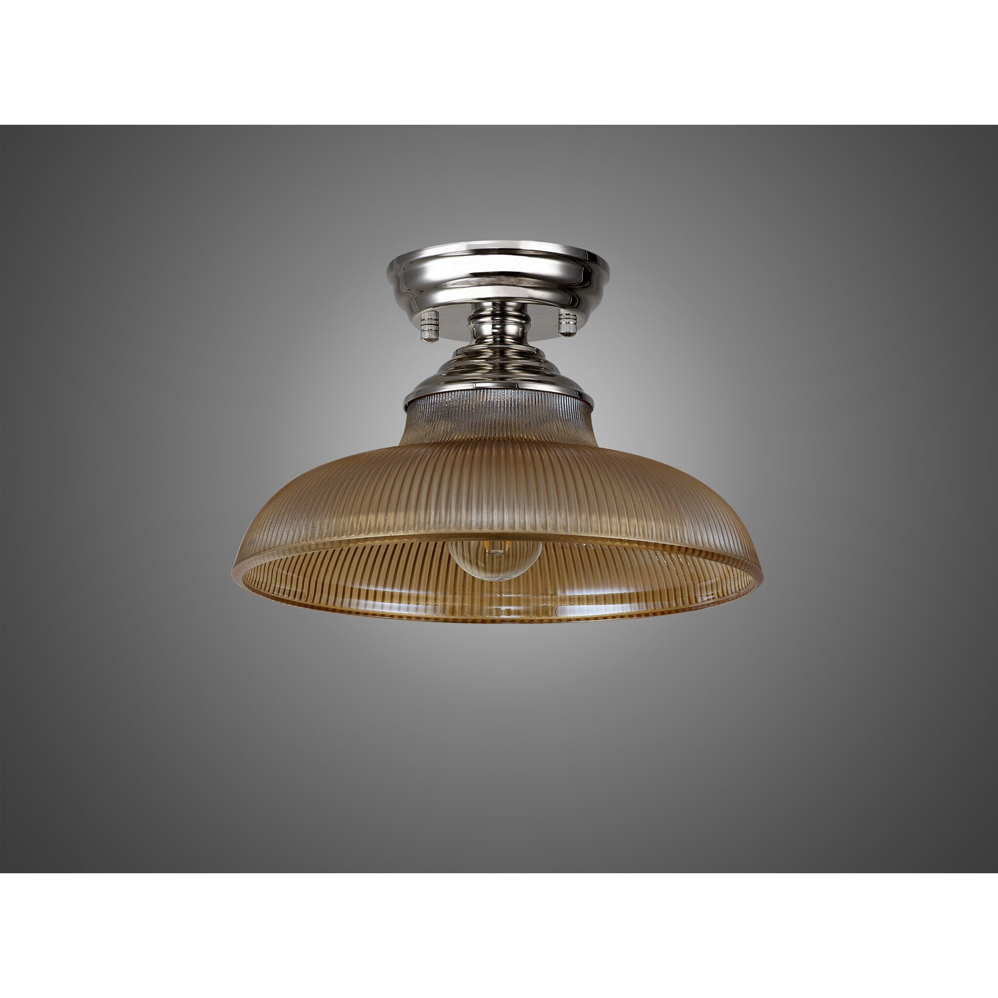 NLK15839 Tabion 1 Light Flush Ceiling Light Polished Nickel Amber