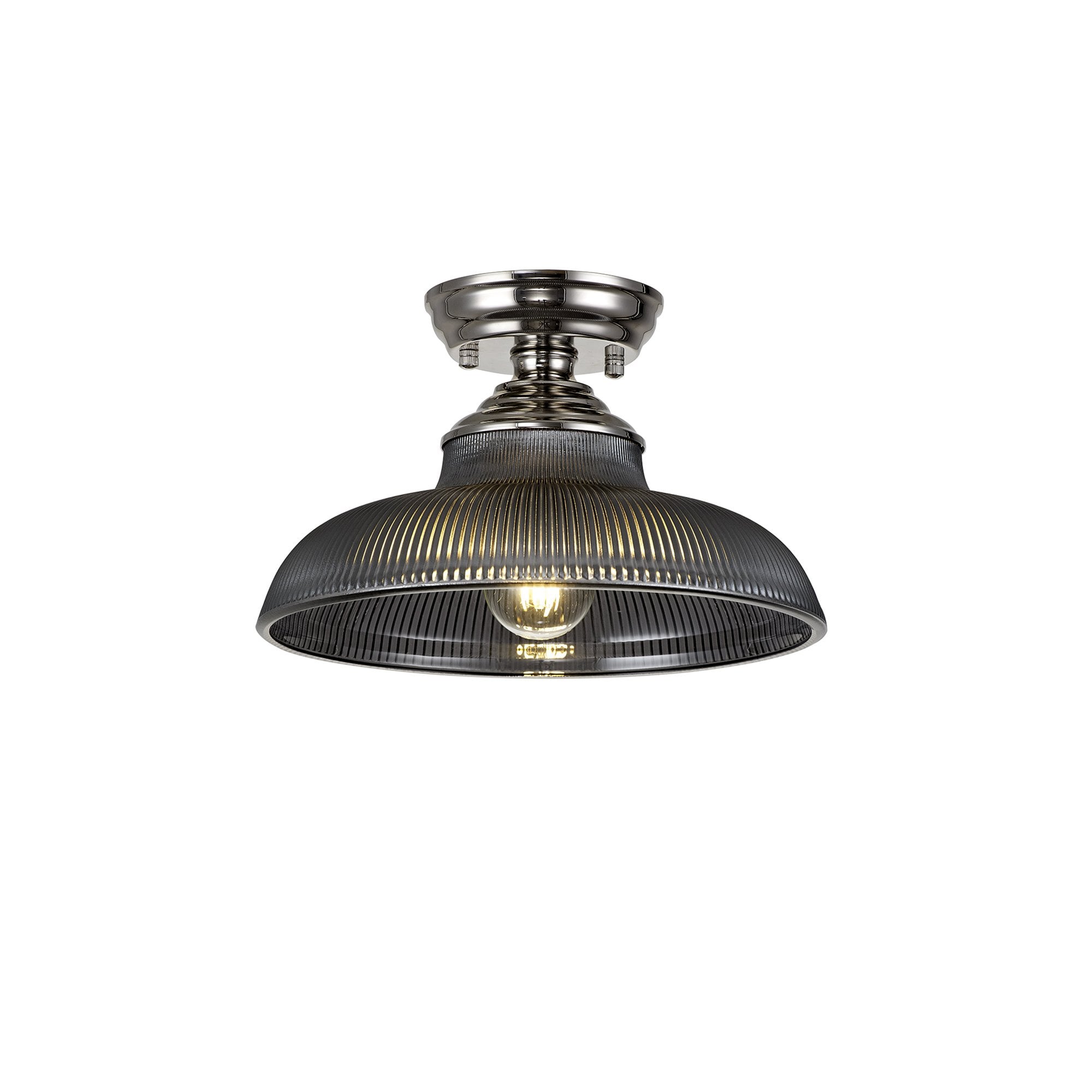 NLK15849 Tabion 1 Light Flush Ceiling Light Polished Nickel Smoked