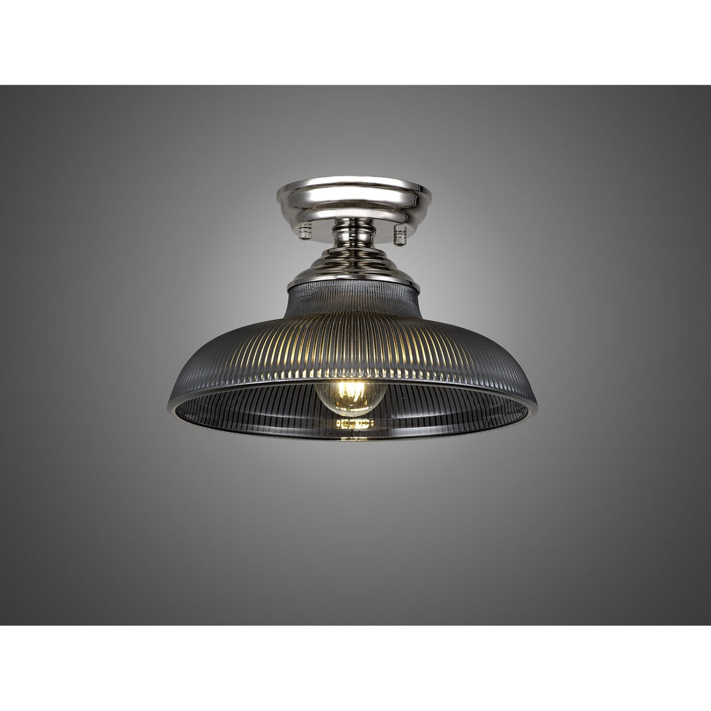 NLK15849 Tabion 1 Light Flush Ceiling Light Polished Nickel Smoked