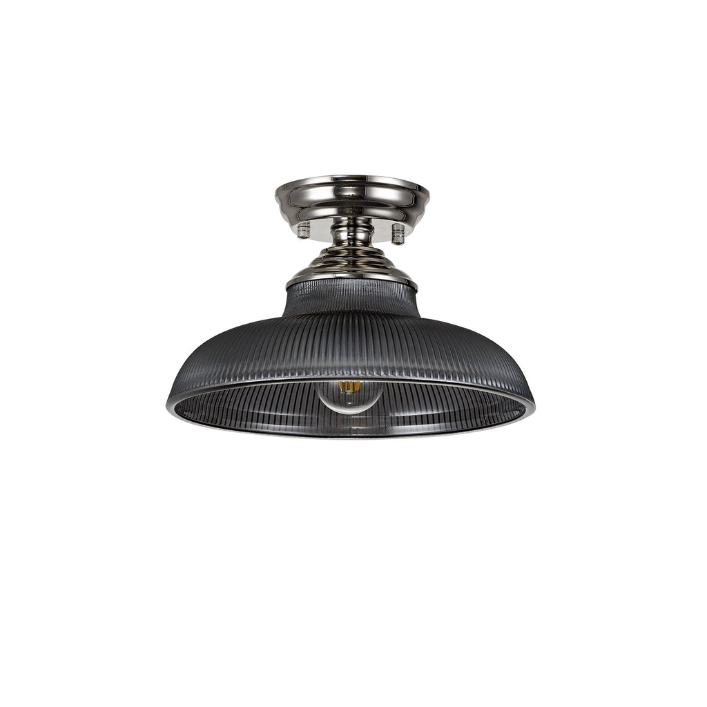 NLK15849 Tabion 1 Light Flush Ceiling Light Polished Nickel Smoked