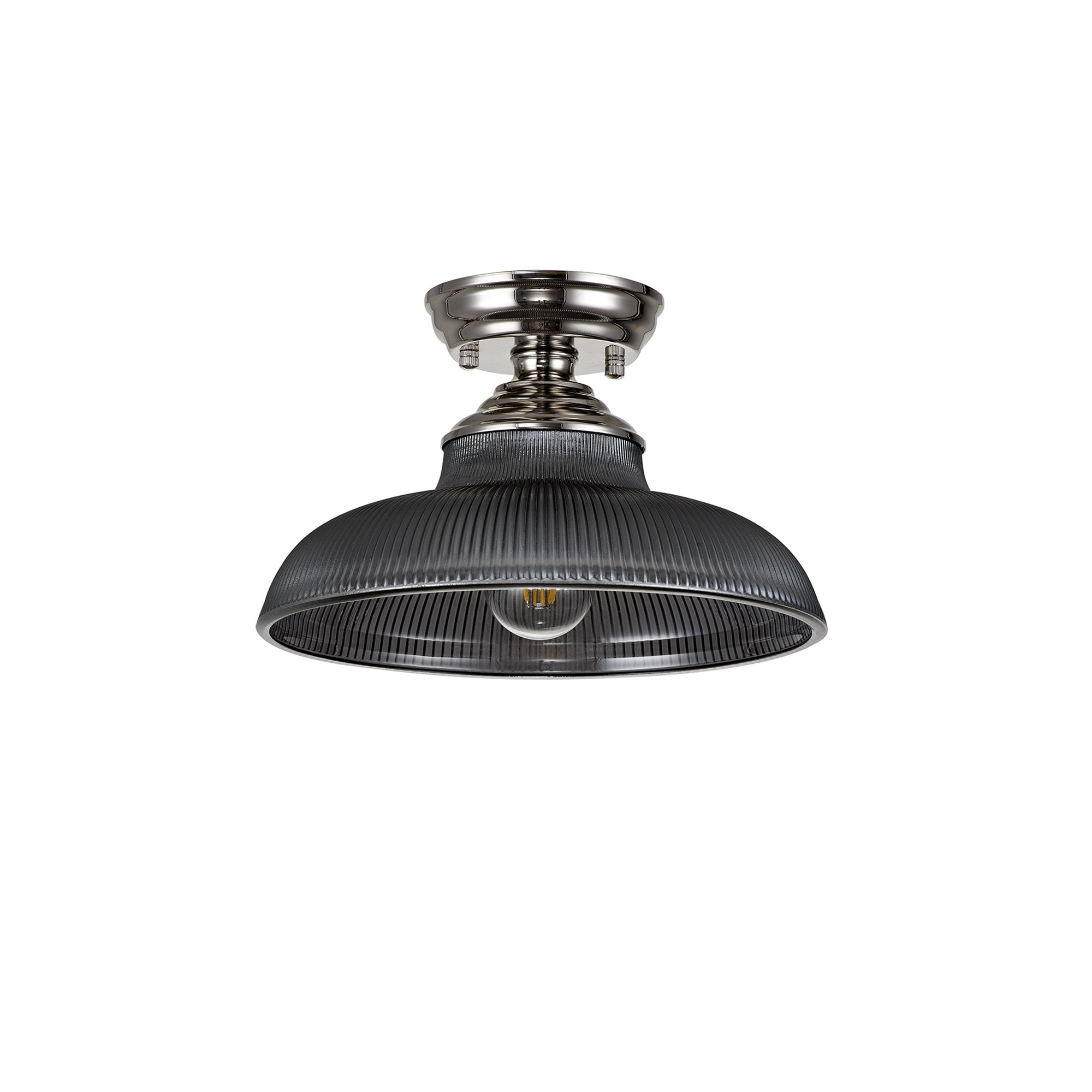 NLK15849 Tabion 1 Light Flush Ceiling Light Polished Nickel Smoked
