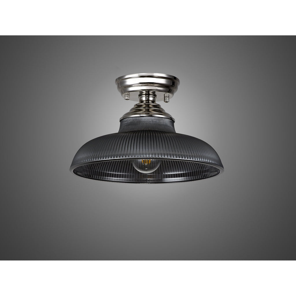 NLK15849 Tabion 1 Light Flush Ceiling Light Polished Nickel Smoked