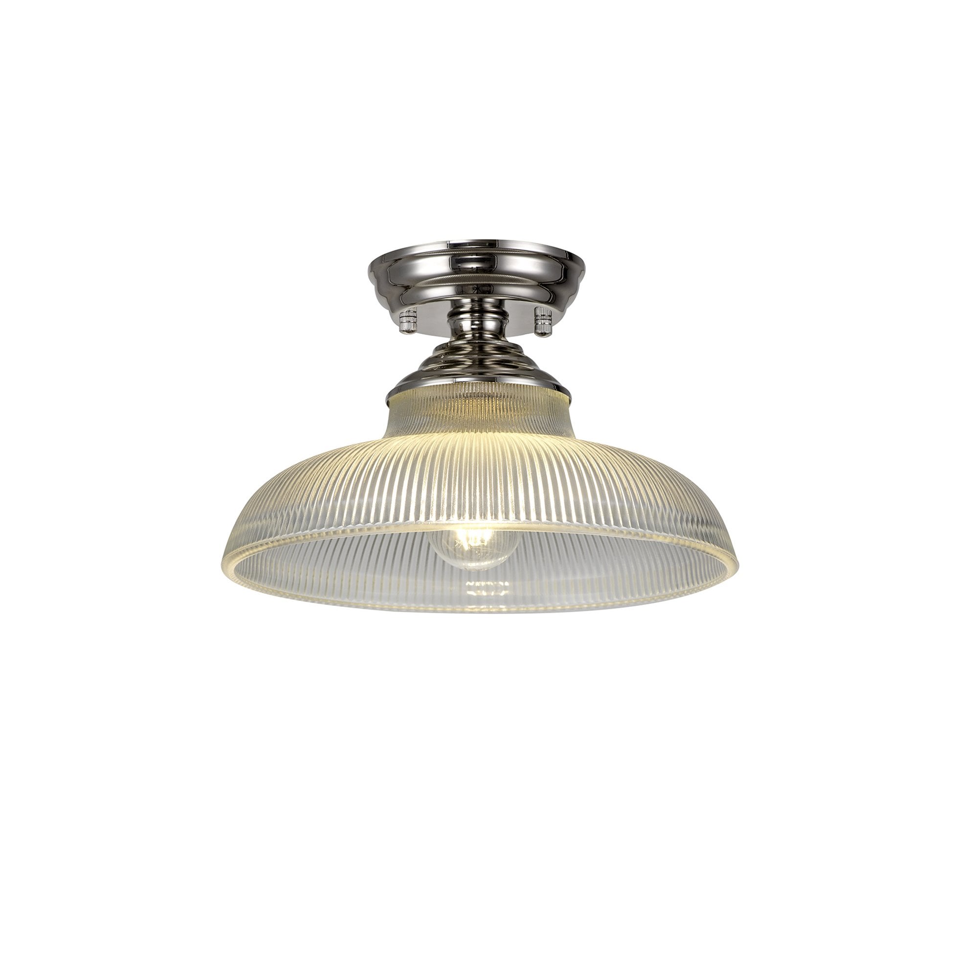 NLK15859 Tabion 1 Light Flush Ceiling Light Polished Nickel Clear