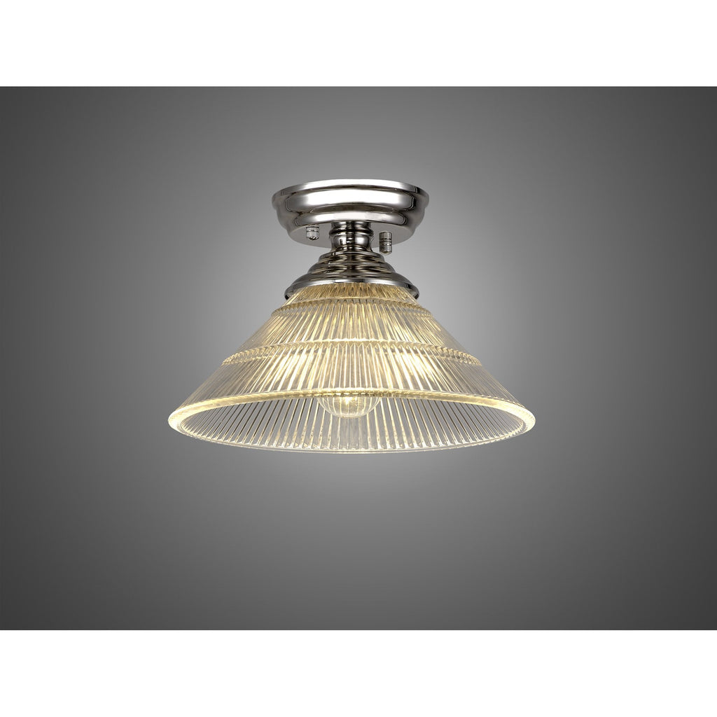 NLK15879 Tabion 1 Light Flush Ceiling Light Polished Nickel Clear